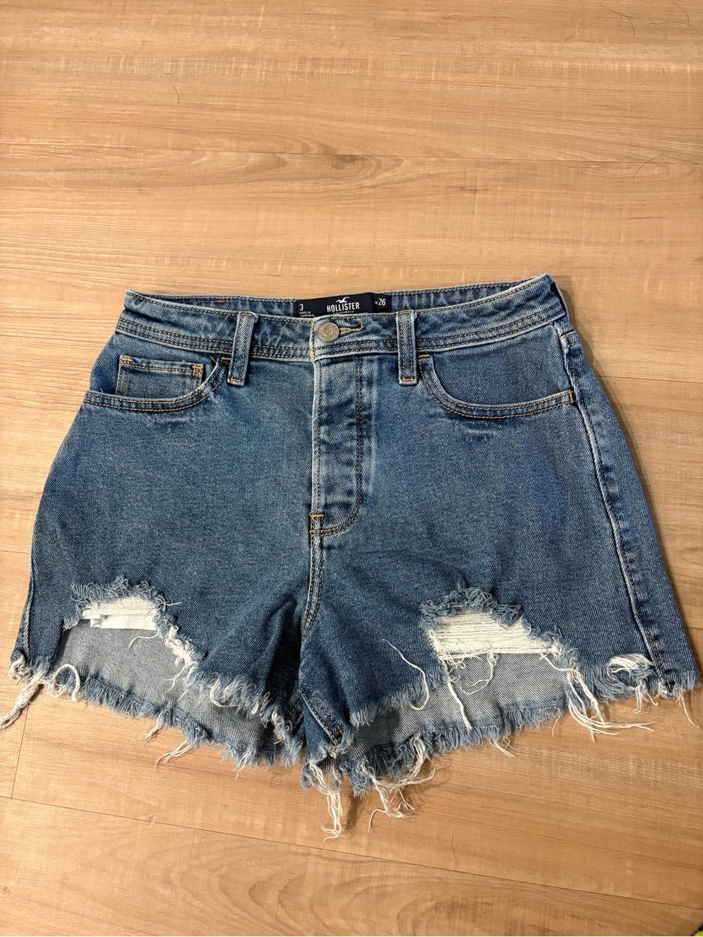 Hollister Women's Distressed Denim Cutoff Shorts - Blue